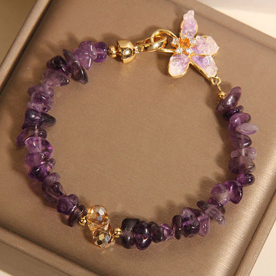 Buddha Stones Natural Irregular Gravel Amethyst Blue Crystal Wisteria Balance Bracelet - image 2