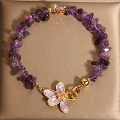 Buddha Stones Natural Irregular Gravel Amethyst Blue Crystal Wisteria Balance Bracelet - Amethyst(Wrist Circumference: 15-19cm) - image 1
