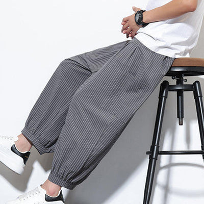 Buddha Stones Casual Striped Men's Cotton 7-8 Length Harem Pants With Pockets - image 28