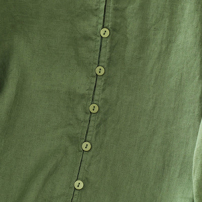 Buddha Stones Solid Buttons V-Neck Half Sleeve Women's Shirt - image 19