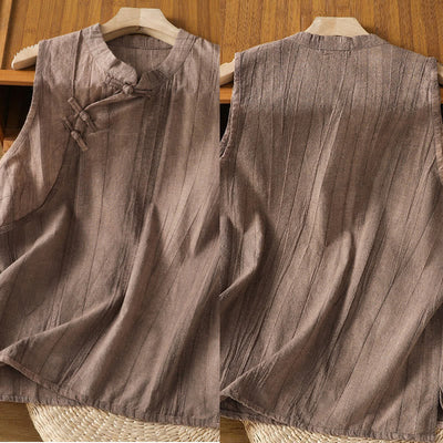 Buddha Stones Retro Frog-Button Design Women's Cotton Sleeveless Vest - image 13