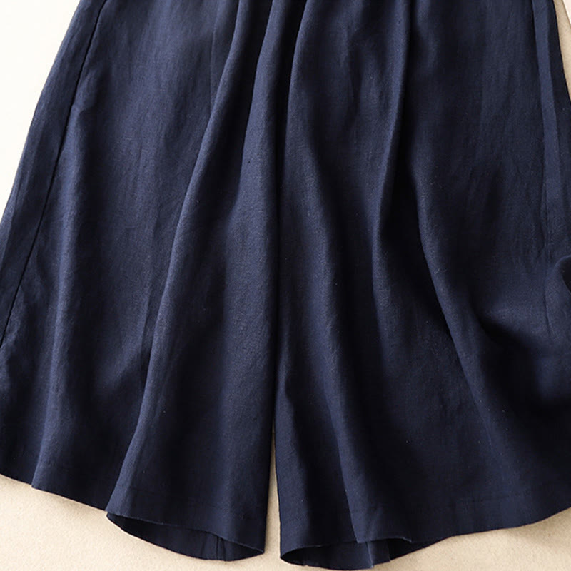 Buddha Stones Summer Elastic Waist Women's Capri Cropped Wide Leg Pants With Pockets - image 14