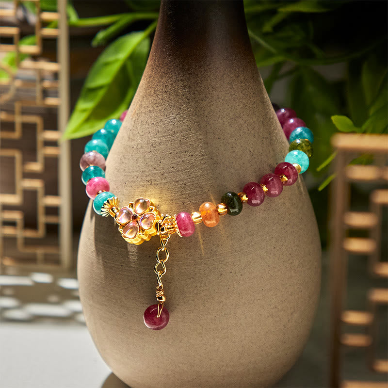 Buddha Stones Tourmaline Four Leaf Clover Flower Love Bracelet - image 4