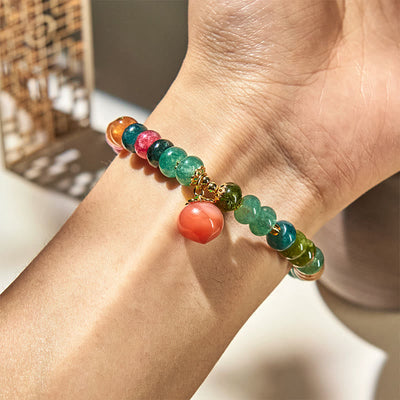 Buddha Stones Tourmaline Yanyuan Agate Peach Positive Bracelet - image 5