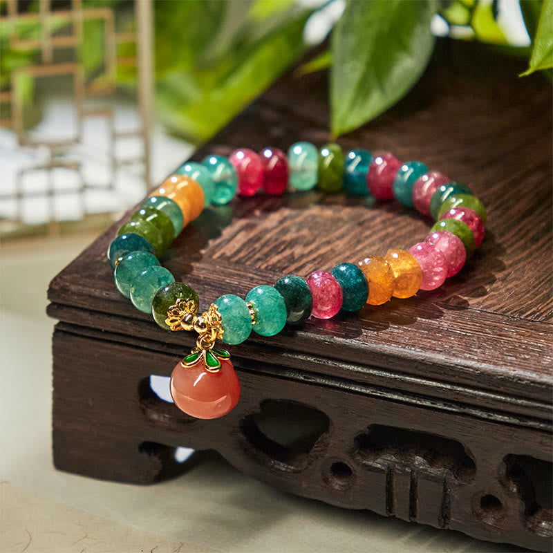 Buddha Stones Tourmaline Yanyuan Agate Peach Positive Bracelet - image 3