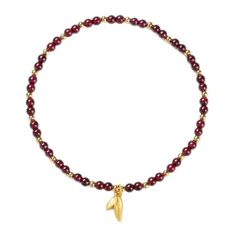 Buddha Stones Natural 4mm Garnet Copper Gold Plated Calm Anklet - image 5