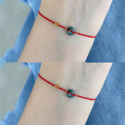 Buddha Stones Peace Buckle Copper Coins Jade Red String Connection Bracelet Anklet - image 12