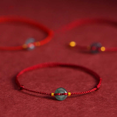 Buddha Stones Peace Buckle Copper Coins Jade Red String Connection Bracelet Anklet - image 9