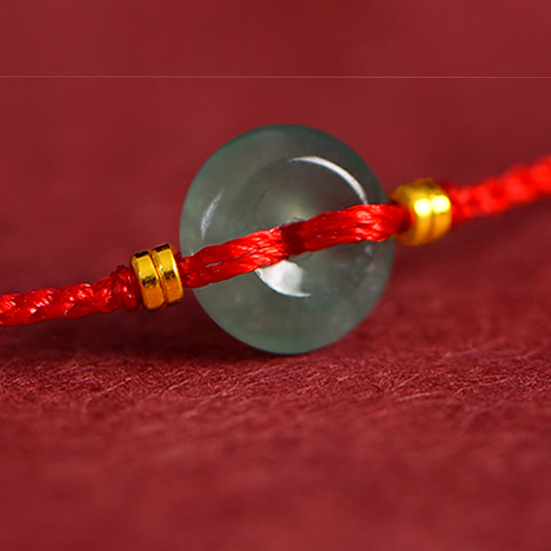 Buddha Stones Peace Buckle Copper Coins Jade Red String Connection Bracelet Anklet - image 6