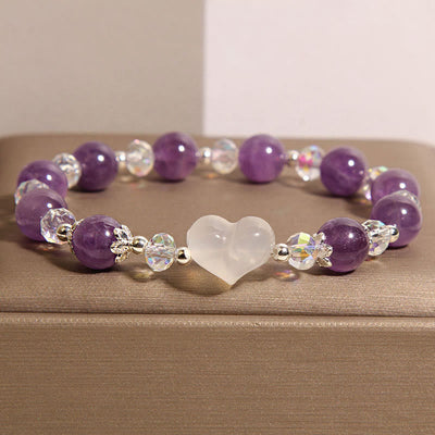 Buddha Stones Heart Amethyst White Agate Balance Bracelet - image 2