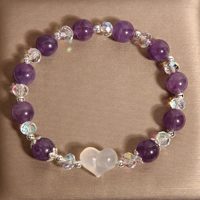 Buddha Stones Heart Amethyst White Agate Balance Bracelet - image 4