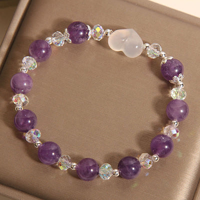 Buddha Stones Heart Amethyst White Agate Balance Bracelet - image 7