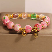 Foviel Fu Character Pink Liuli Luck Bracelet