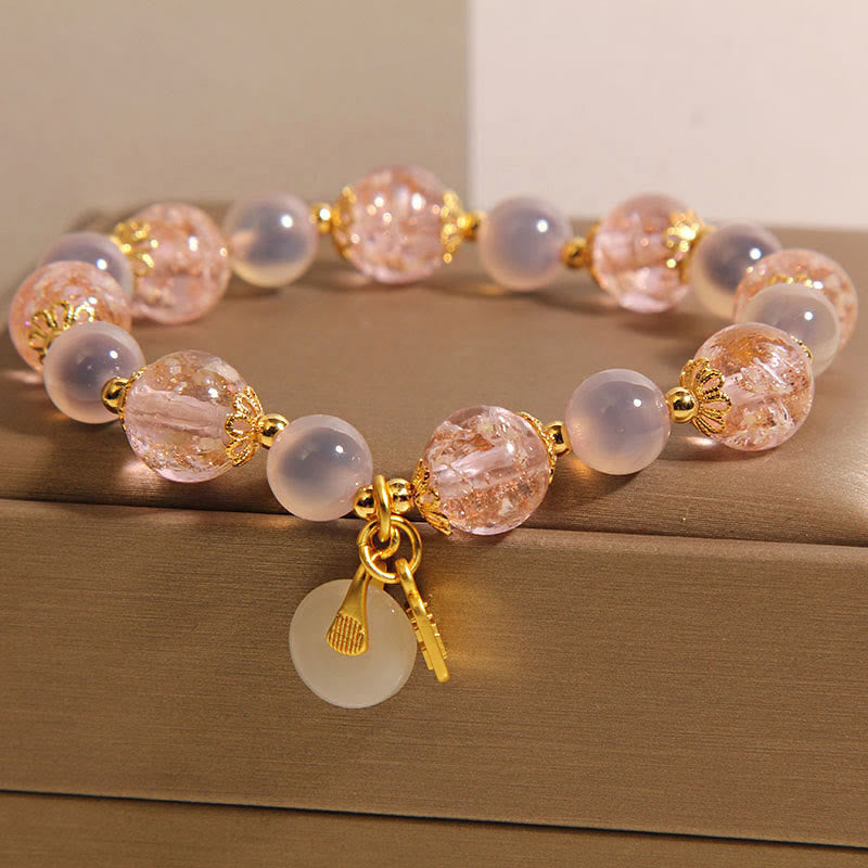 Buddha Stones Fu Character Peace Buckle Liuli Candy Agate Healing Bracelet - image 2