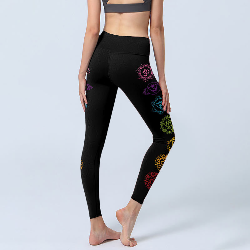 Buddha Stones OM Symbol Sanskrit Characters Print Gym Leggings Women's Yoga Pants - image 5