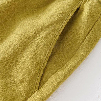 Buddha Stones Summer Solid Color Drawstring Elastic Waist Men's Ramie Linen Cotton Shorts With Pockets - image 14