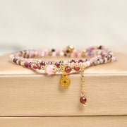 Foviel 2.5 mm Irregular Beads Colored Tourmaline Coin Wisdom Bracelet