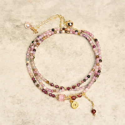Buddha Stones 2.5 mm Irregular Beads Colored Tourmaline Coin Wisdom Bracelet - image 8