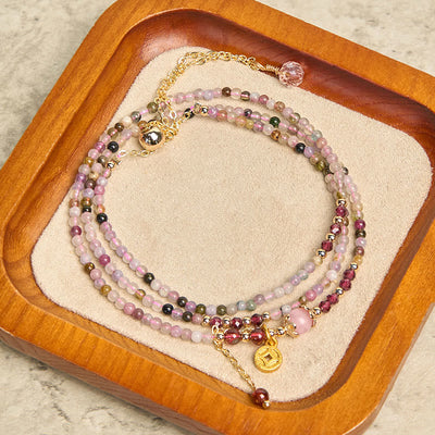 Buddha Stones 2.5 mm Irregular Beads Colored Tourmaline Coin Wisdom Bracelet - image 4