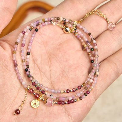 Buddha Stones 2.5 mm Irregular Beads Colored Tourmaline Coin Wisdom Bracelet - image 3