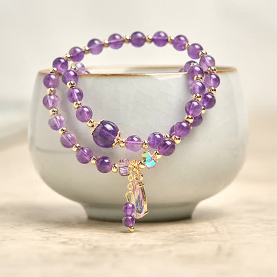 Buddha Stones Natural Amethyst Beads Balance Multi-layer Bracelet - image 8