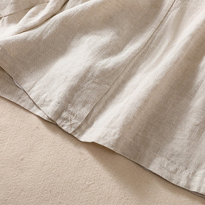 Buddha Stones Women's Cotton Linen Stand Collar Long Sleeve Jacket With Pockets - image 10