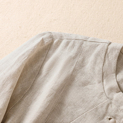 Buddha Stones Women's Cotton Linen Stand Collar Long Sleeve Jacket With Pockets - image 7