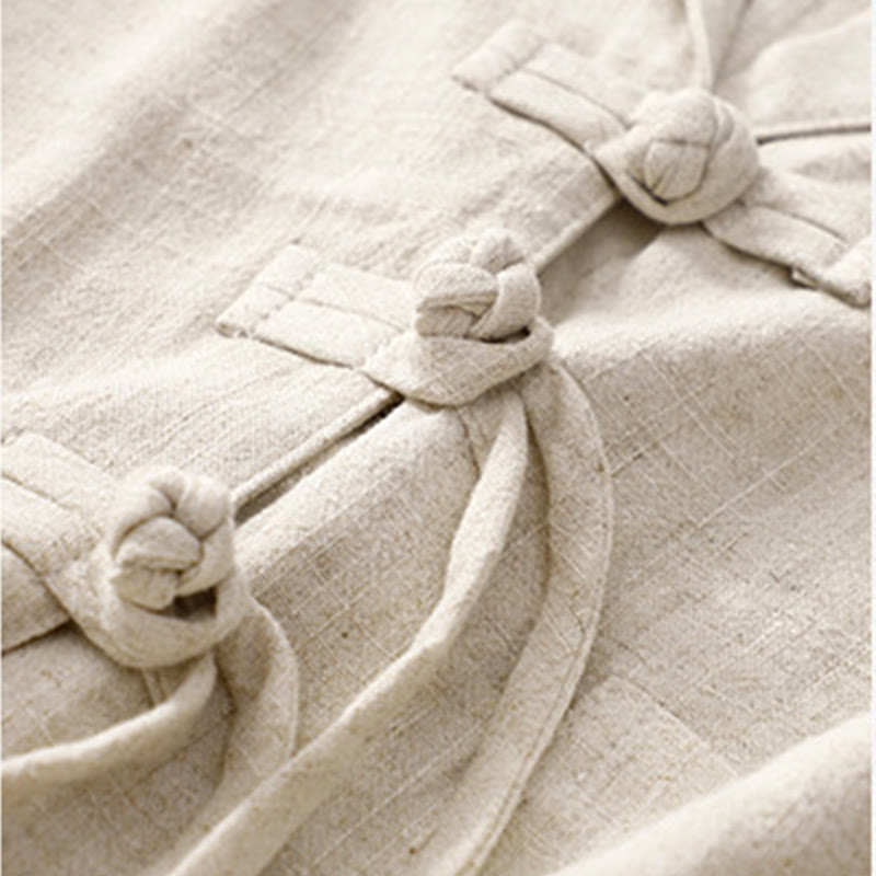 Buddha Stones Women's Cotton Linen Frog-Button Long Sleeve Jacket With Pockets - image 21