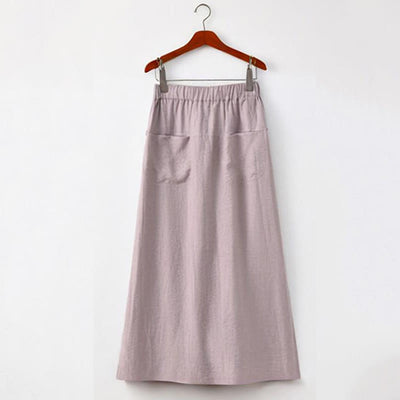Buddha Stones 2Pcs Buttons Short Sleeve Shirt Top Skirt With Pockets Meditation Cotton Women's Set - image 11