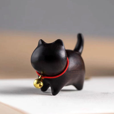 Foviel Green Sandalwood Small Leaf Red Sandalwood Cute Cat Animals Soothing Peace Decoration