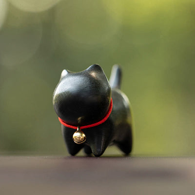 Foviel Green Sandalwood Small Leaf Red Sandalwood Cute Cat Animals Soothing Peace Decoration