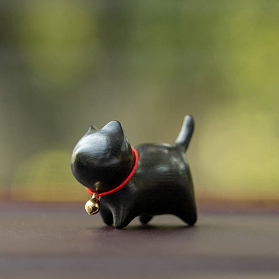 Foviel Green Sandalwood Small Leaf Red Sandalwood Cute Cat Animals Soothing Peace Decoration