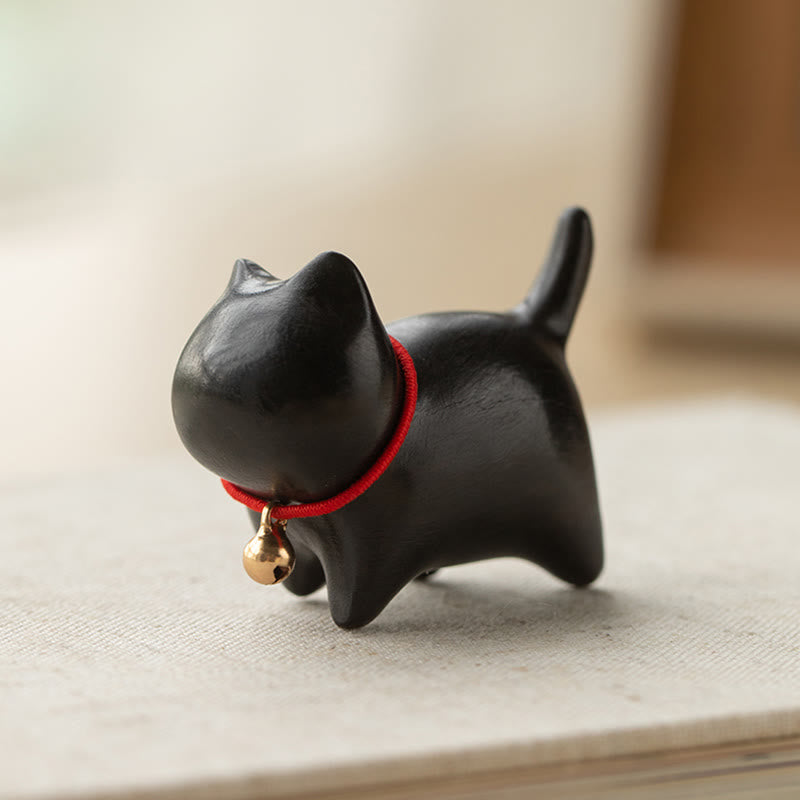Foviel Green Sandalwood Small Leaf Red Sandalwood Cute Cat Animals Soothing Peace Decoration