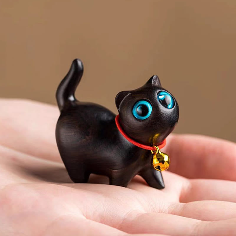 Foviel Green Sandalwood Small Leaf Red Sandalwood Cute Cat Animals Soothing Peace Decoration
