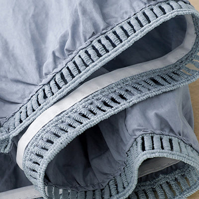 Buddha Stones Casual Hem Hollow Design Women's Cotton 7-8 Length Wide Leg Pants With Pockets - image 3
