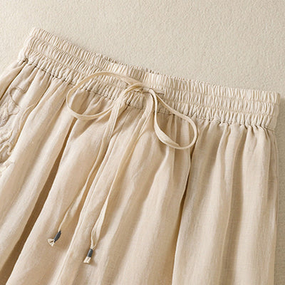 Buddha Stones Commute Embroidery Drawstring Women's Cotton Wide Leg Pants With Pockets - image 10