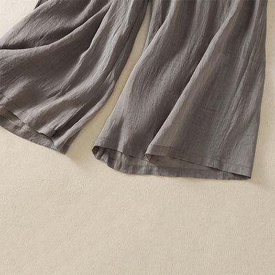 Buddha Stones Commute Embroidery Drawstring Women's Cotton Wide Leg Pants With Pockets - image 49