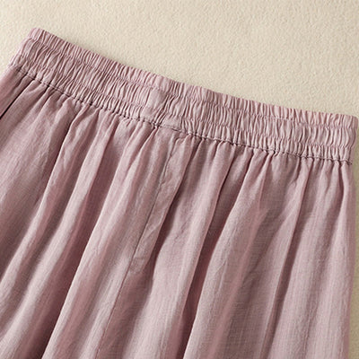 Buddha Stones Commute Embroidery Drawstring Women's Cotton Wide Leg Pants With Pockets - image 39