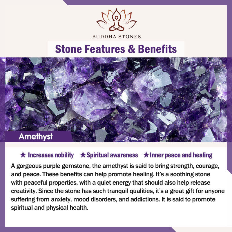 Buddha Stones Natural Peace Lock Bamboo Shape Fu Character Amethyst Pearl Balance Bracelet - image 2