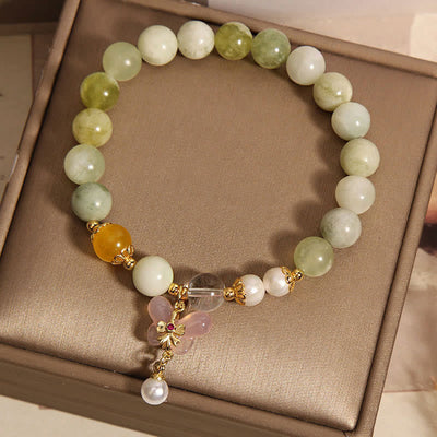 Buddha Stones Natural Butterfly Serpentine Jade Yanyuan Agate Luck Bracelet - image 8
