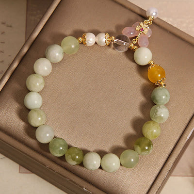 Buddha Stones Natural Butterfly Serpentine Jade Yanyuan Agate Luck Bracelet - image 10