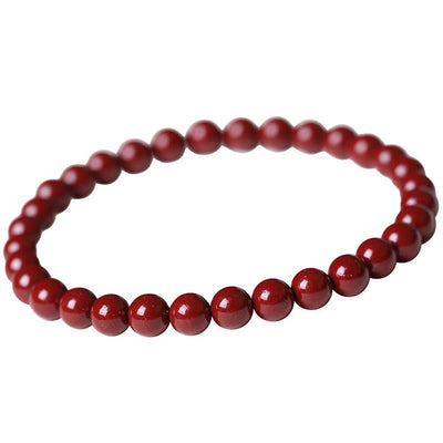 Buddha Stones Gourd Pearl Cinnabar Blessing Beads Bracelet - Cinnabar(Bead Size: 6mm) - image 9