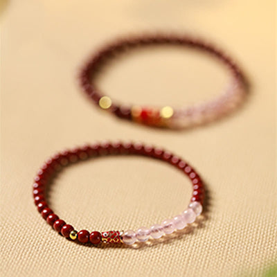 Buddha Stones Natural Cinnabar Pink Crystal Strawberry Quartz Lucky Koi Fish Blessing Bracelet - image 15