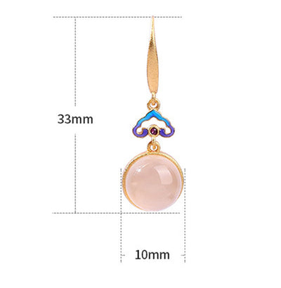 Buddha Stones 925 Sterling Silver Posts Natural Chalcedony Gold-plated Harmony Earrings - image 4