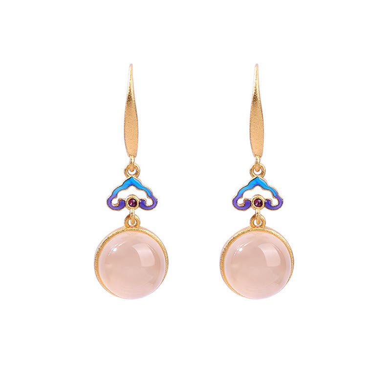 Buddha Stones 925 Sterling Silver Posts Natural Chalcedony Gold-plated Harmony Earrings - image 5