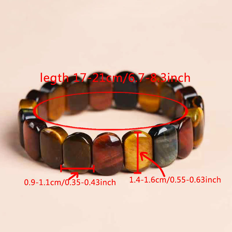 Foviel Natürliche farbige Tigerauge Oval Perlen Stärke Armband