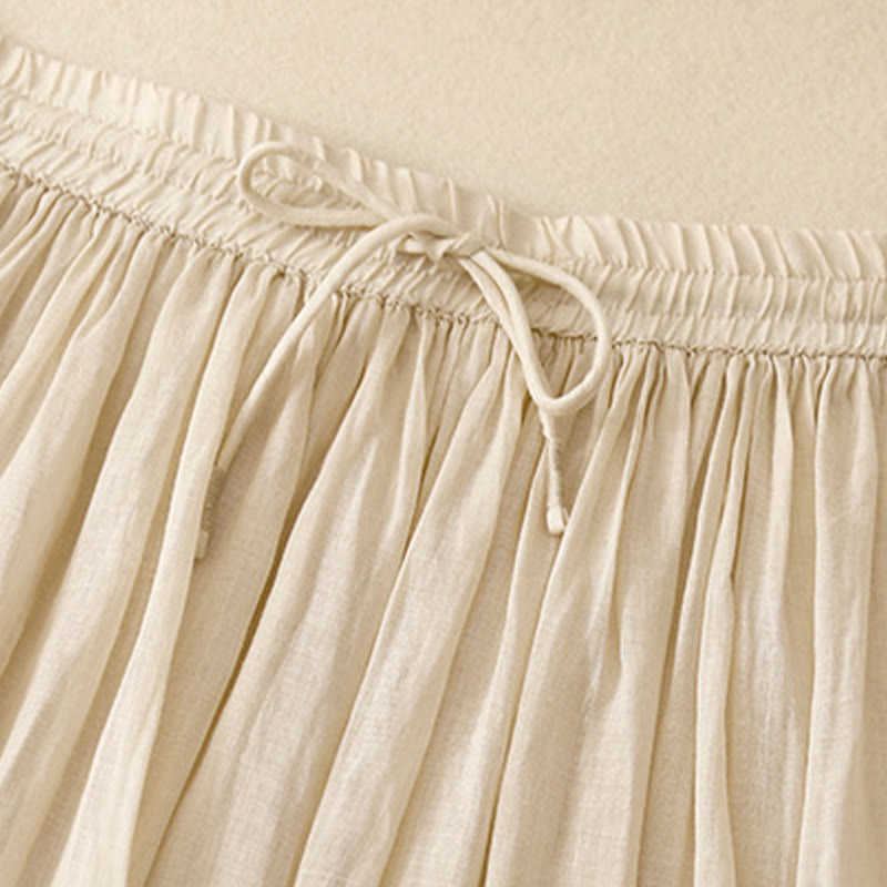 Buddha Stones Summer Solid Color Elastic Waist Drawstring Women's Skirt - image 23