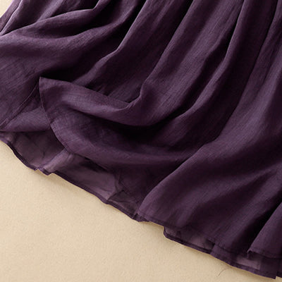 Buddha Stones Summer Solid Color Elastic Waist Drawstring Women's Skirt - image 12
