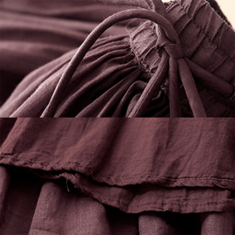 Buddha Stones Summer Solid Color Elastic Waist Drawstring Women's Skirt - image 20