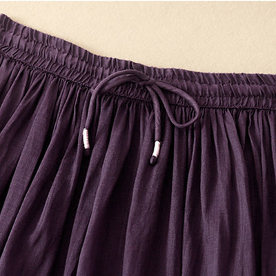 Buddha Stones Summer Solid Color Elastic Waist Drawstring Women's Skirt - image 11